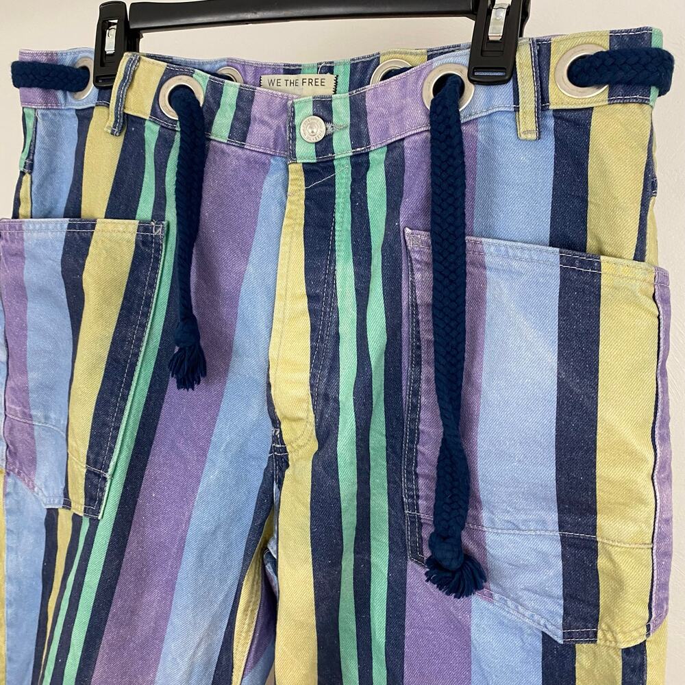 We The Free People Moxie Printed Low-Slung Barrel Jeans - Periwinkle - 31 - Picture 6 of 11
